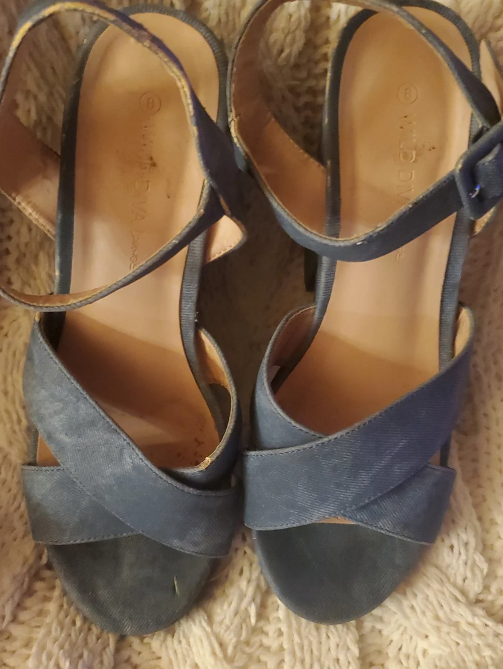 Wild Diva Denim-Blue Platform Wedge Sandals